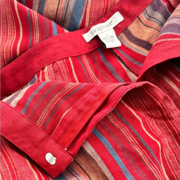 Paraphrase Red Linen Pant And Blazer Jacket Set Size 8 Vibrant Retro Striped - Picture 14 of 15